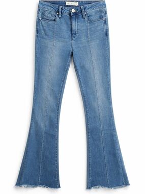 Unpublished flare jeans high rise raw hem stretch denim 25